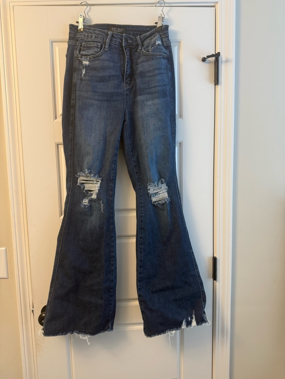 Judy Blue Distressed Dark Blue Flare Jeans